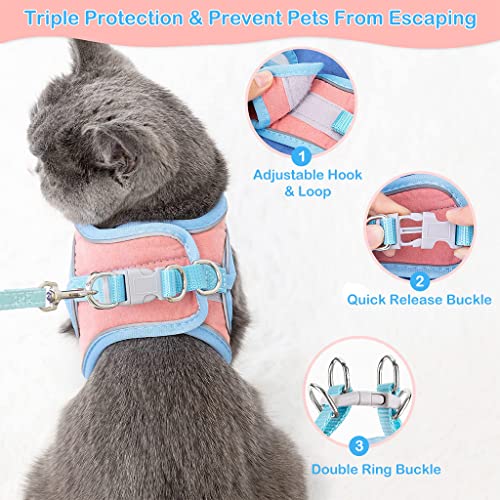 Qpets® Cat Harness & Leash Combo, Adjustable Breathable Vest with Safety Reflective Strip, 1.5m Leash, for Small Cat & Dog, Outdoor Walk, Travel, Training, Orange & Blue, M Size Qpets® Cat Harness & Leash Combo, Adjustable Breathable Vest with Safety Reflective Strip, 1.5m Leash, for Small Cat & Dog, Outdoor Walk, Travel, Training, Orange & Blue, M Size